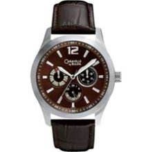 Men's Caravelle by Bulova Chronograph Watch with Round Brown Dial