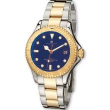 Mens Charles Hubert 14k Gold-plated Two-tone Blue Dial