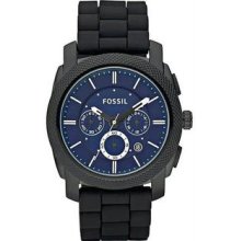 Men's Chronograph Stainless Steel Case Rubber Strap Blue