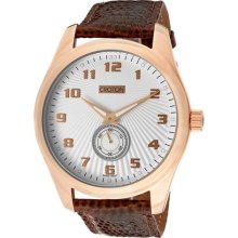 Men's Ermex White Textured Dial Brown Genuine Lizard ...