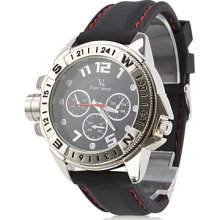 Men's Fashional Silicone Analog Quartz Wrist Watch (Black)