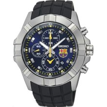 Men's FC Barcelona Stainless Steel Case Rubber Strap Blue Dial Chronog