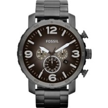 Men's fossil nate chronograph smoke steel watch jr1437