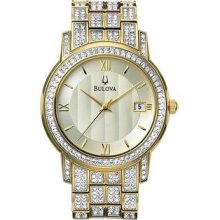 Men's Gold Tone Dress Watch Silver Tone Dial