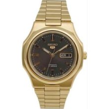 Men's Gold Tone Seiko 5 Automatic Charcoal