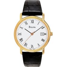 Men's Gold Tone Stainless Steel Quartz White Dial Strap