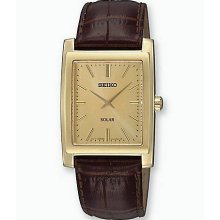 Men's Goldtone & Leather Solar Watch