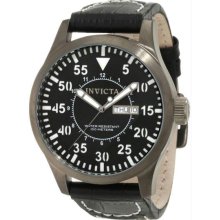 Men's Gray Tone Stainless Steel Case Quartz Specialty Black Dial Black