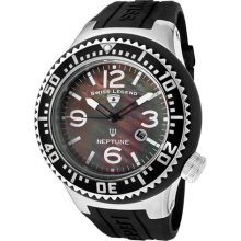 Men's Neptune Black MOP Dial Black Silicone ...