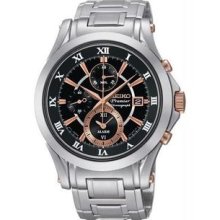 Men's Premier Chronograph Stainless Steel Case and Bracelet Alarm