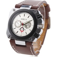 Men's PU Analog Quartz Watch Wrist gz0002012 (Brown)