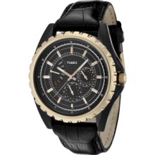 Men's Retrograde Black Textured Dial Black