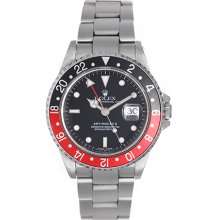 Men's Rolex GMT-Master II Red/Black Bezel Steel Watch 16710