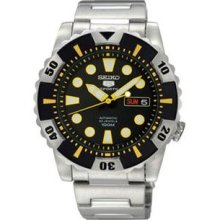 Men's Seiko 5 Sports Automatic Black Dial Yellow