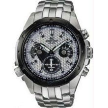 Men's Silver Tone Patterned Dial Stainless Steel Edifice Retrograde Ch