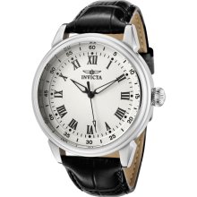 Men's Specialty White Textured Dial Black Leather