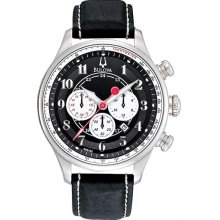 Men's Stainless Steel Adventurer Quartz Black Dial Strap Chronograph