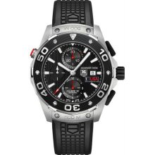 Men's Stainless Steel Aquaracer Automatic Black Dial Chronograph Rubbe