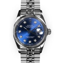 Men's Stainless Steel Blue Dial Smooth Bezel Rolex Datejust (191)