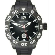 Men's Stainless Steel Case and Bracelet Black Dial Date Display