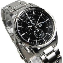 Men's Stainless Steel Case and Bracelet Chonograph Alarm Black Dial