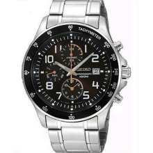 Men's Stainless Steel Chronograph Dark Brown Dial