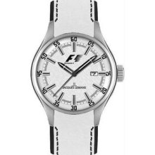 Men's Stainless Steel Formula One White Dial Leather