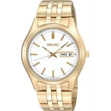 Men's Stainless Steel Gold Tone Dress White