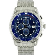 Men's Stainless Steel Ocean Master Diver Chronograph Blue Dial