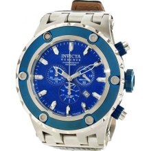 Men's Stainless Steel Reserve Subaqua Blue Dial Chronograph Leather St