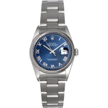 Men's Stainless Steel Rolex Datejust Watch 16200 Blue dial