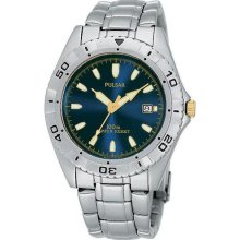 Men's Stainless Steel Sport Watch Blue Dial