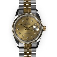 Men's Two Tone Champagne Dial Fluted Bezel Rolex Datejust (228)