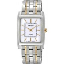 Men's Two Tone Dress Solar Quartz White Dial Link