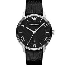 Men's Watch with Black Leather Strap