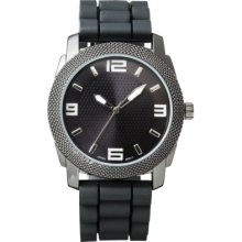 Merona Men's Black Bumpy Strap with Gun Case Watch