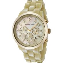 Michael by Michael Kors Women's Chronograph White Crystals Horn