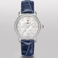 MICHELE MICHELE CSX Diamond, Quilted Mosaic Diamond Dial Navy Alligator