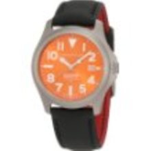 Momentum Men's 1M-SP00O12B Atlas Orange Dial Black Touch Leather