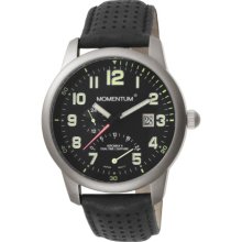Momentum Men's 1M-Sp90b4b Aeromax Titanium Dual-Time Perforated Leather Watch