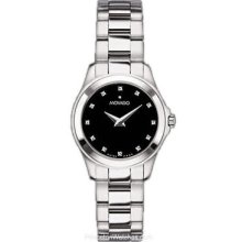 Movado Ladies Diamond Junior Sport - Stainless - Black Dial 0605963