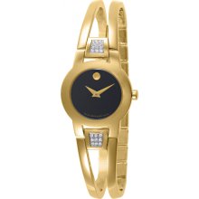 Movado Women's 604984 Amorosa Gold-Plated Diamond Accented Bangle Bracelet Watch