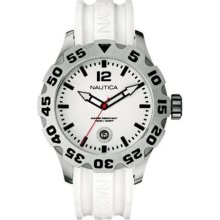 Nautica N14608g Bfd 100 All White Strap & Dial Mens Watch In Original Box