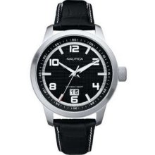 Nautica 's Black Leather Strap A13551G Watch