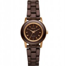 New Ladies DKNY Brown Ceramic Bracelet Analog Round Dial NY8428