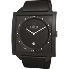 Obaku Men's V116 V116UBBRB Black Calf Skin Quartz Watch with Blac ...