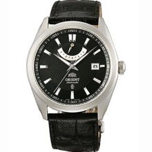 Orient FFD0F002B Men's Vintage Black Dial Power Reserve Leather Strap