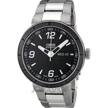 Oris TT1 Day Date Black Dial Stainless Steel Automatic Mens Watch 735-7651-4174MB