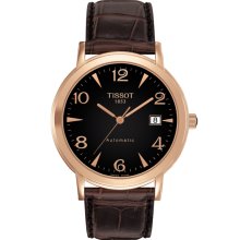 Oroville Men's Automatic Watch - Black Dial With Brown Leather Strap