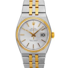 Pre-owned Rolex Men's Quartz Oysterdate Two-tone White Dial Watch